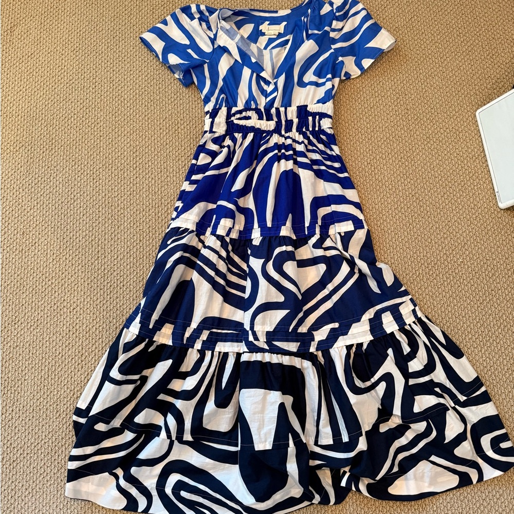 Anthropologie Blue and White Maxi Dress